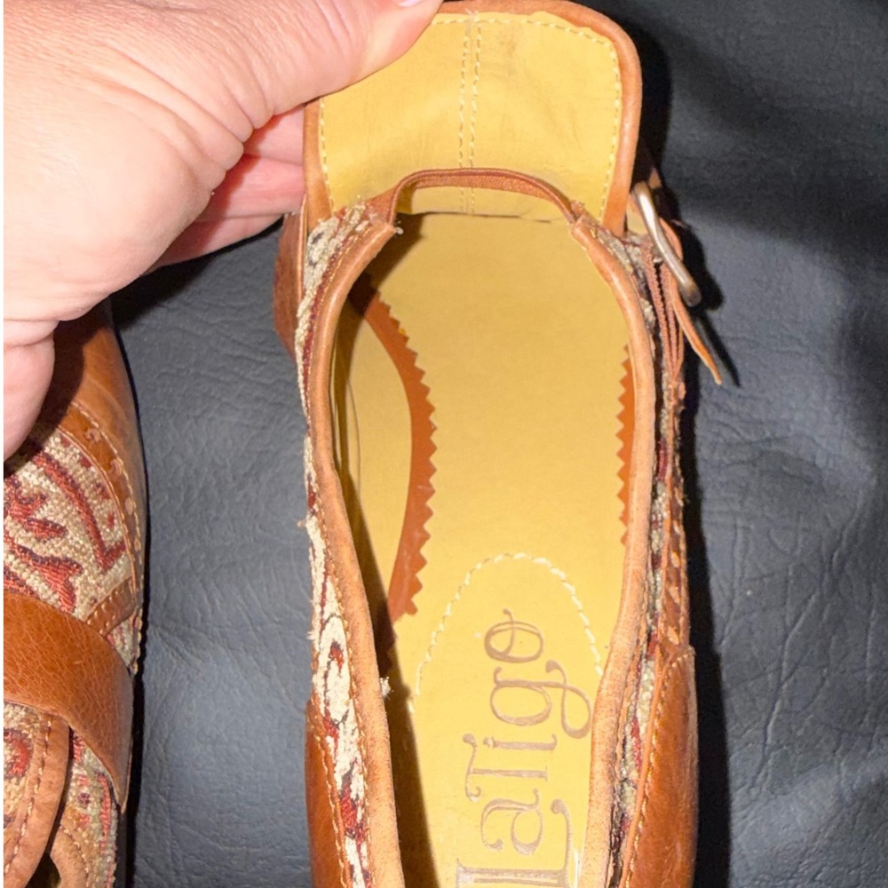 Latigo F-Troop Leather Tapestry Monk Strap Loafers Cognac Brown 7.5M - Picture 10 of 11
